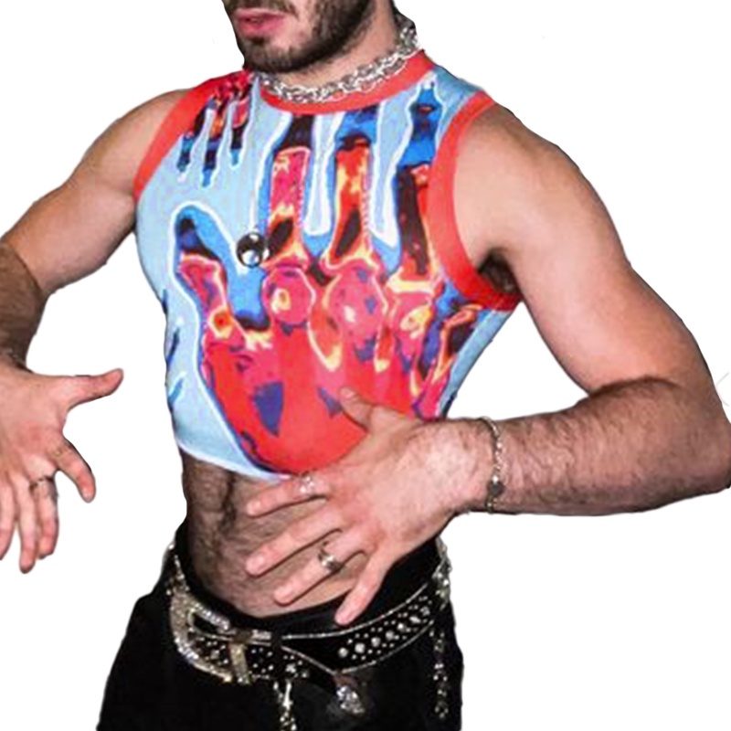 Áo Croptop Sát Nách In Họa Tiết Thời Trang Mùa Hè Cho Nam