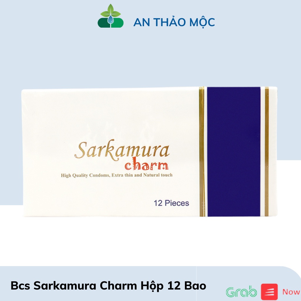 Bao Cao Su Sarkamura Charm siêu mỏng,gân gai hộp 12 cái. anthaomoc
