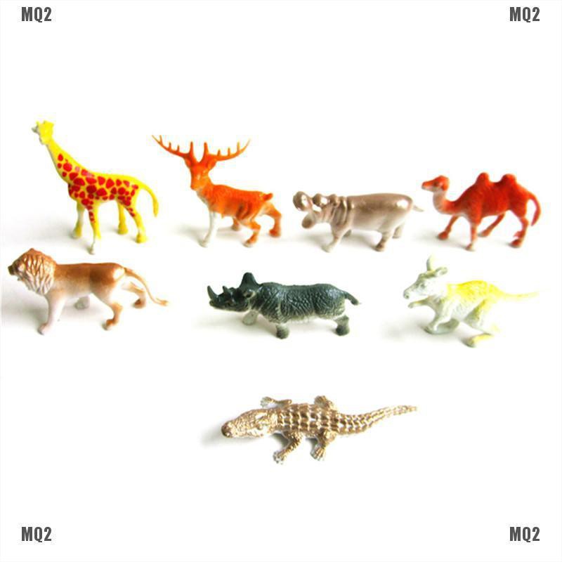 [MQ2]8PCS Plastic Zoo Animal Figure Tiger Leopard Hippo Giraffe Kids Animal Toys Gift