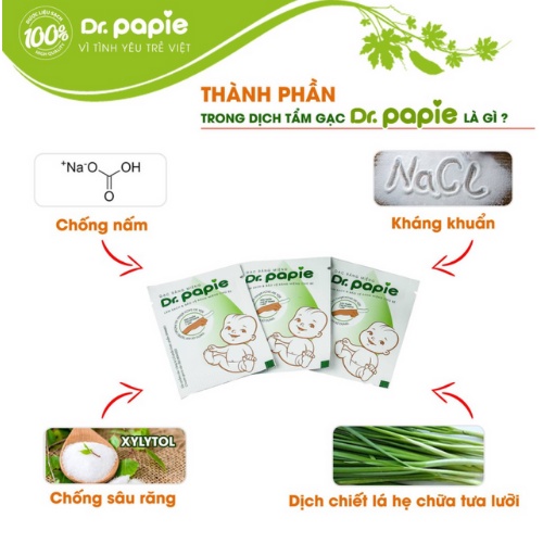 Gạc Rơ Lưỡi Dr Papie (Hộp 30 gói) 1 cái gói trong màng nhôm tiệt trùng, Vệ Sinh Răng Miệng Cho Bé - ChickBabyShop