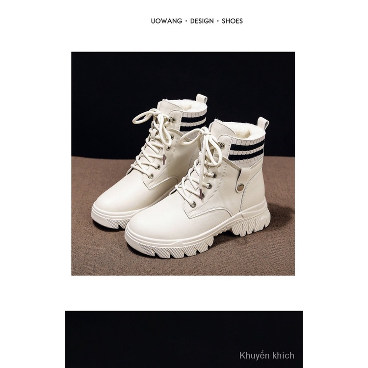 Giày bốt Martin cotton cổ cao đến mắt cá chân thời trang thu đông mới cho nữ 2021