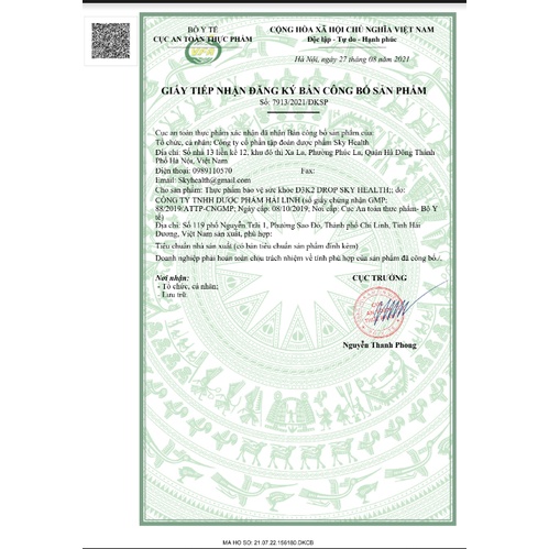 D3K2 DROP Skyhealth - Tăng cường hấp thu canxi