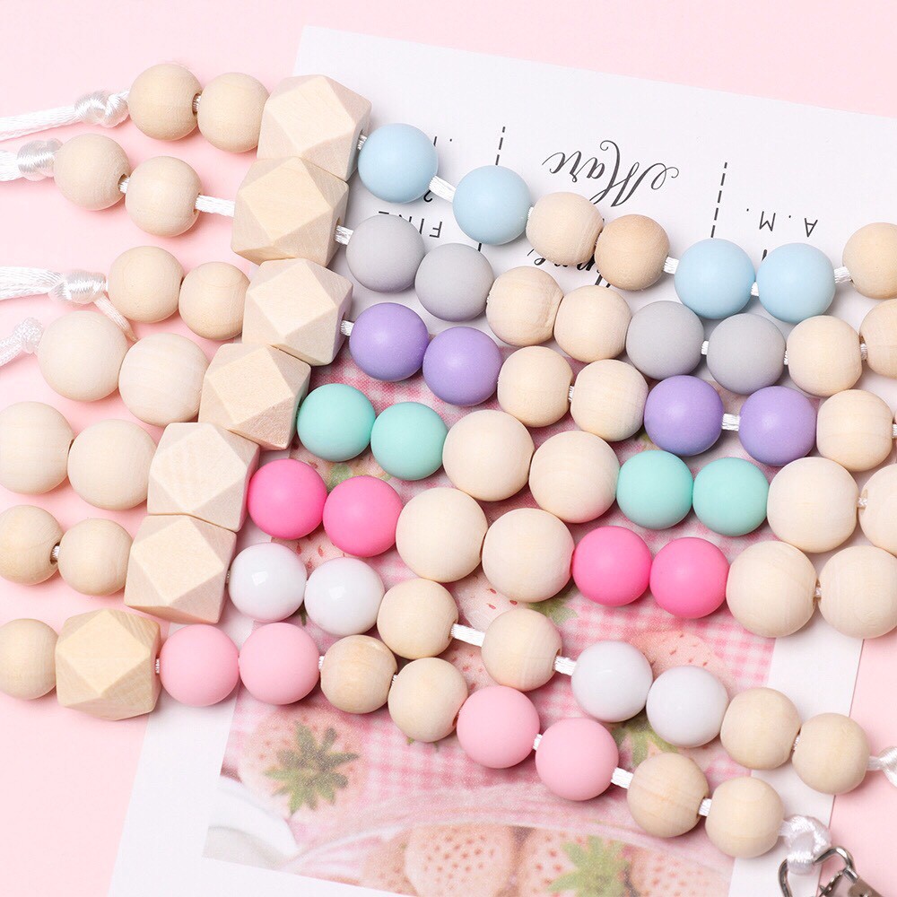 Dây giữ ti giả gỗ cho bé 31cm, Dây kẹp ty giả dễ thương - Monnie Kids