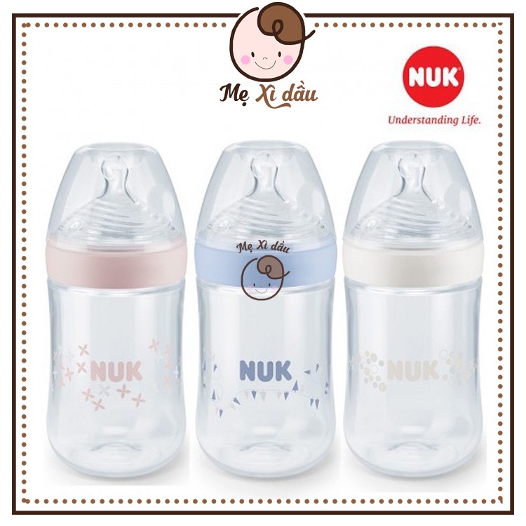 Shop mẹ xì dầu Bình sữa NUK Nature Sense 150ml/260ml chính hãng (hỗ trợ đổi núm)