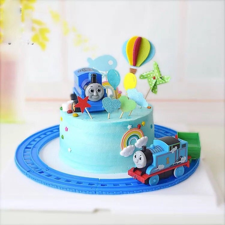 trang trí bánh kem hiện đại [FREESHIP❤️] bộ tàu ray tàu hỏa không kem pin