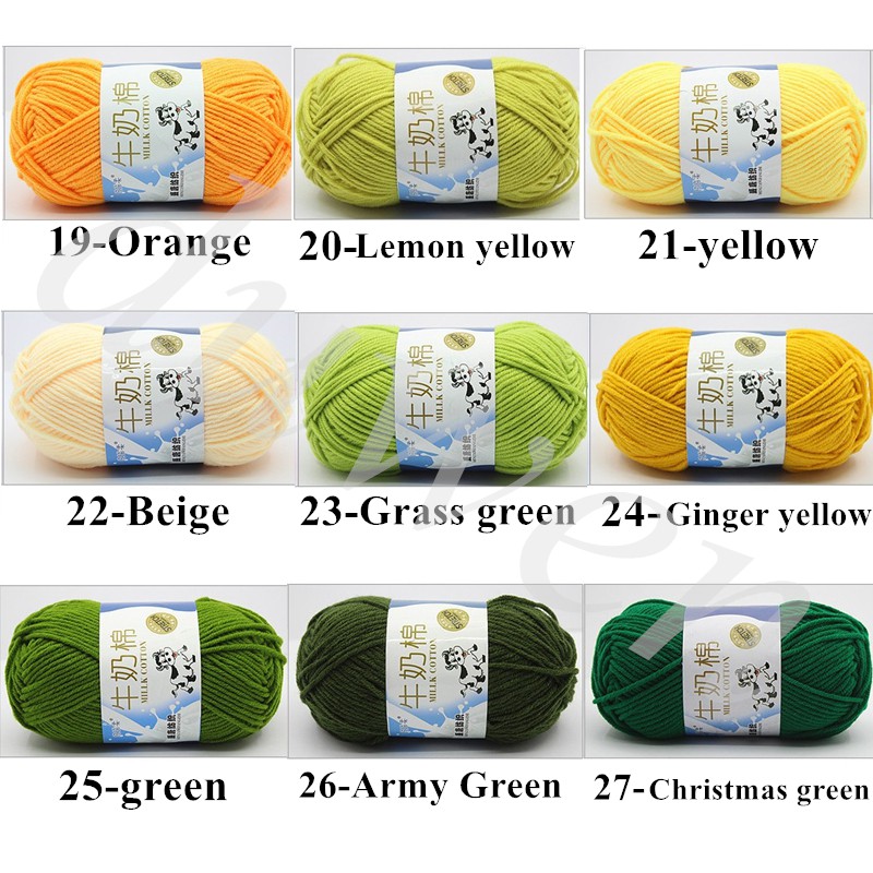 Cuộn len đan móc sợi acrylic cotton sữa mịn nhiều màu tùy chọn