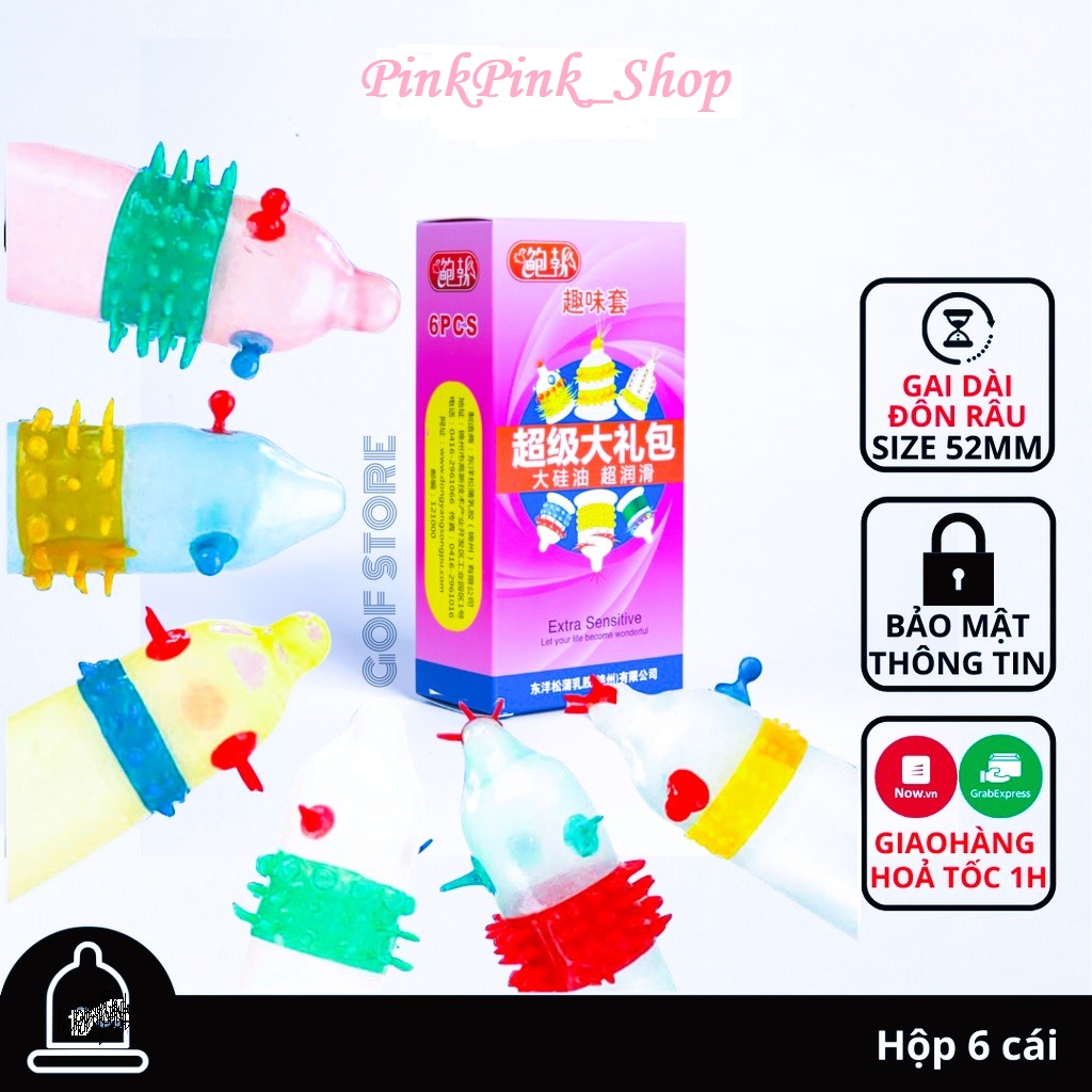 Bao Cao Su Gai Đầu Rồng RUNBO TẠO CẢM GIÁC MẠNH - Hộp 6 cái 6 kiểu