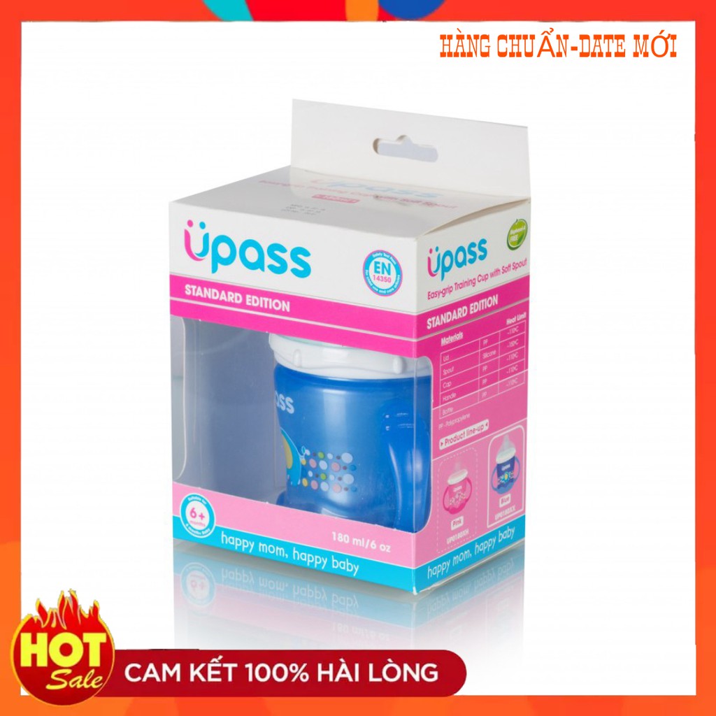 Bình tập uống 180ml Upass có núm hút mềm / UP0180X / cho bé từ 6 tháng tuổi