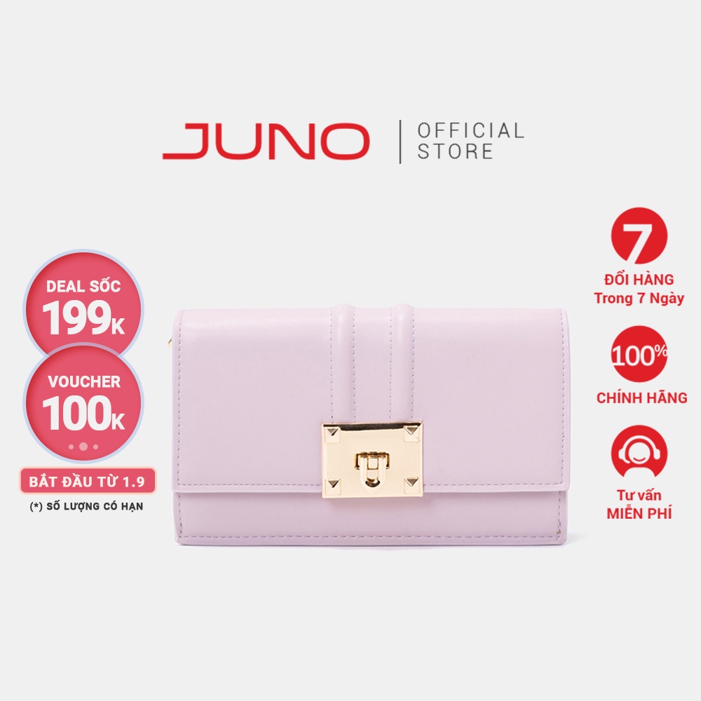 Ví Nữ Cầm Tay Thời Trang JUNO Da Trơn Khóa Trang Trí VI168