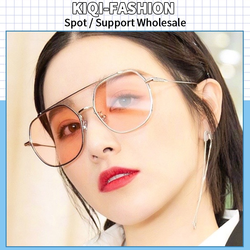 (KIQI-FASHION) COD Kính Mát Gọng Vuông Kim Loại Chống Tia Uv400 Thời Trang Chất Lượng Cao
