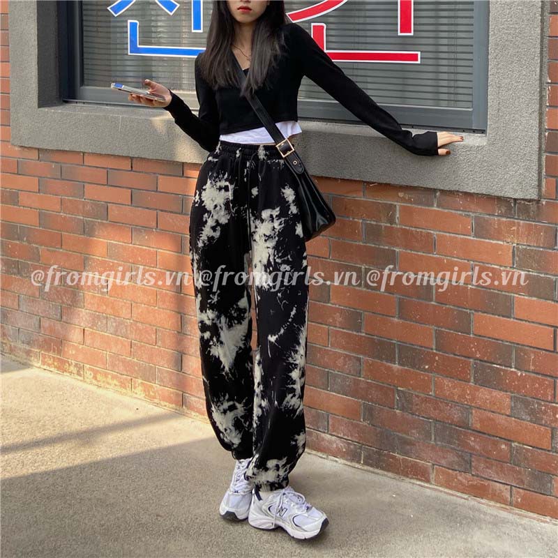 Quần jogger loang, quần jogger nỉ da cá cool ngầu ulzzang Hàn Quốc - QJG03