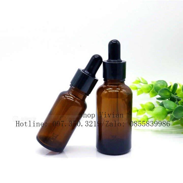 Chai lọ đựng tinh dầu, serum 30ml, lọ thuỷ tinh nâu chất lượng cao, nắp bóp giọt