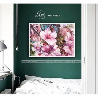 Bộ 4 tranh canvas HOA NHIỆT ĐỚI trang trí không gian nội thất spa 70x70 cm