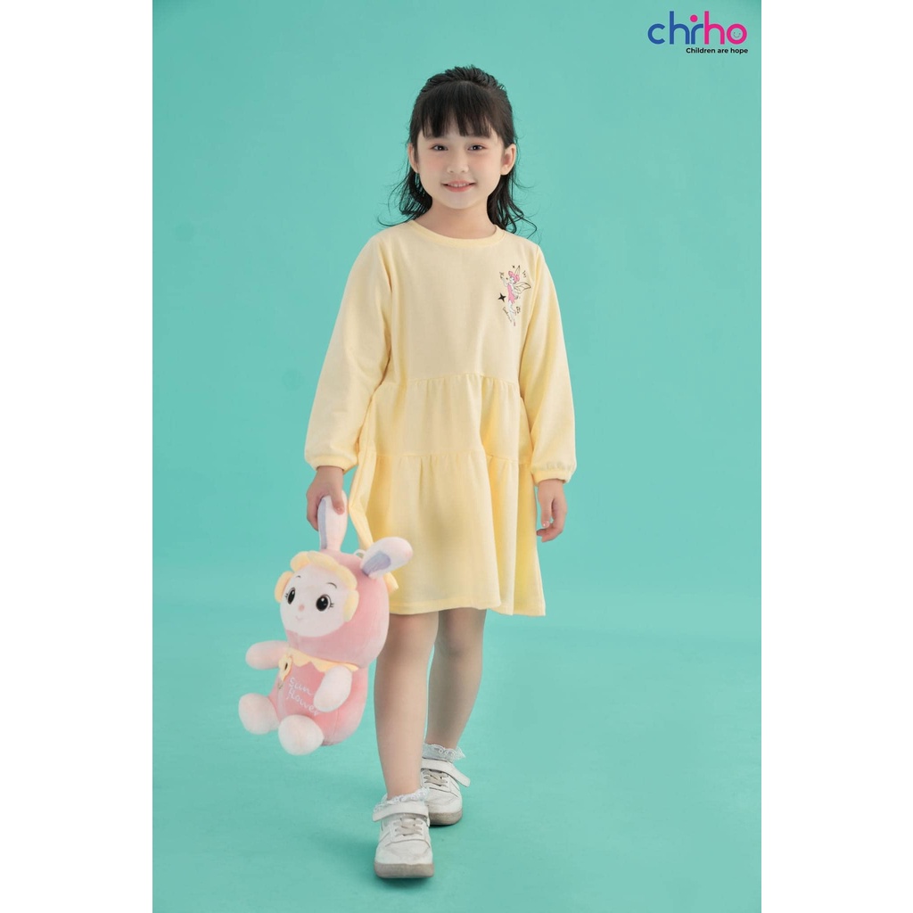 Váy đầm cotton da cá thu đông bé gái Chiho cao cấp size 100-130 cm