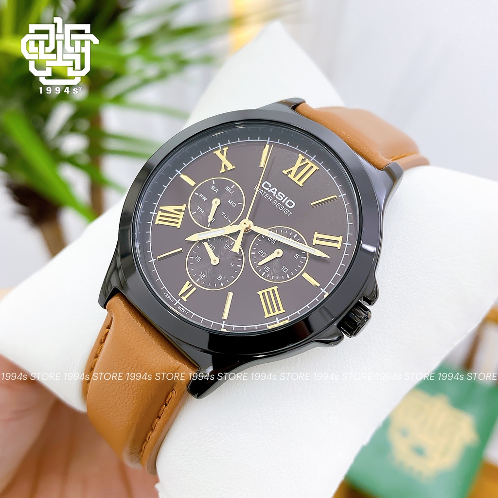 Đồng hồ nam Casio MTP-V300BL-5A dây da thật, chống nước, hàng chính hãng