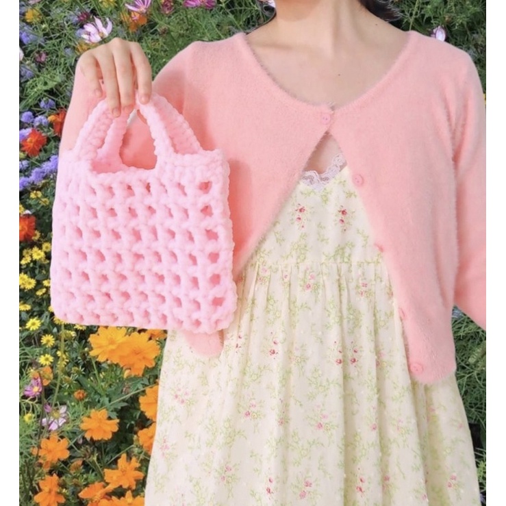 Túi móc len Mini net bag crochet - handmade by Mếu Máo