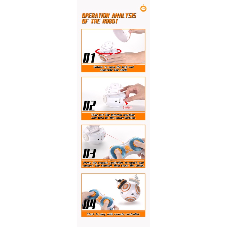 Đồ chơi robot BP MART BB8 điều khiển từ xa nâng cấp 2022 2.4g có nhạc chuyên dụng