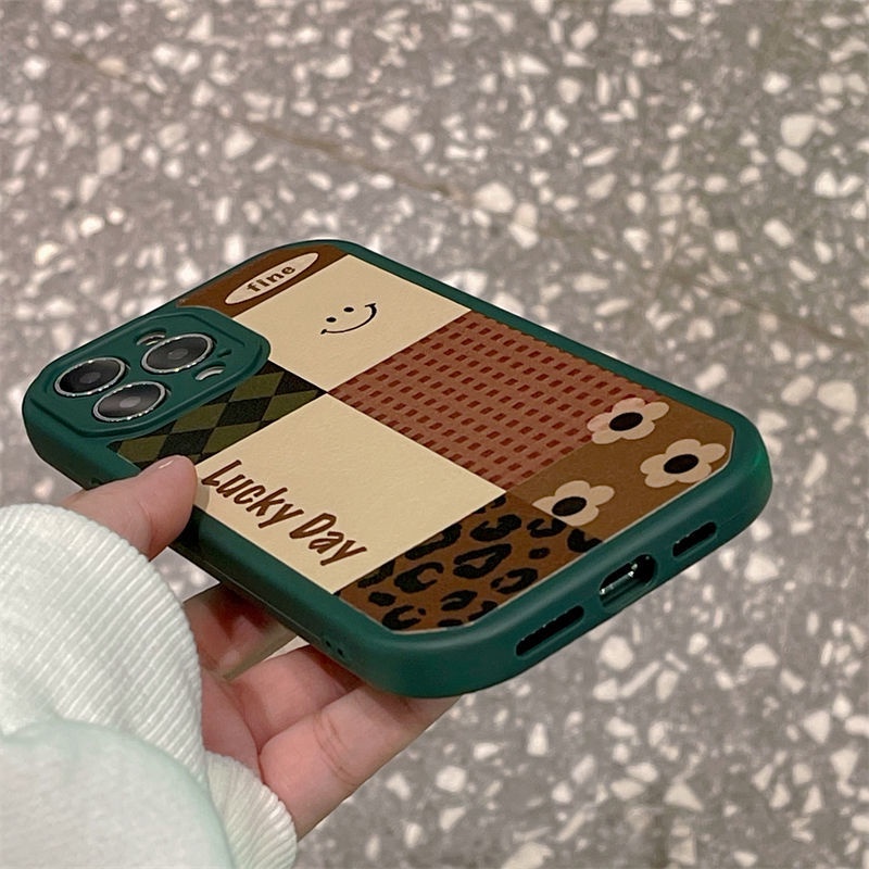 Ốp Điện Thoại Mềm Họa Tiết Mặt Cười Màu Xanh Lá 6710 Cho IPhone 12 13 11 Pro Max X Xs Max Xr