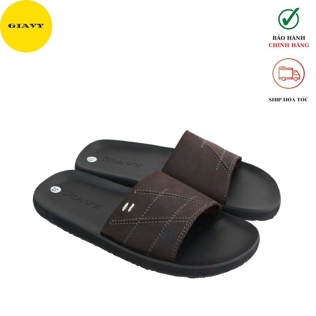 Dép quai ngang nam, dép nam quai da mặt cao su DTL504- GIÀY GIAVY
