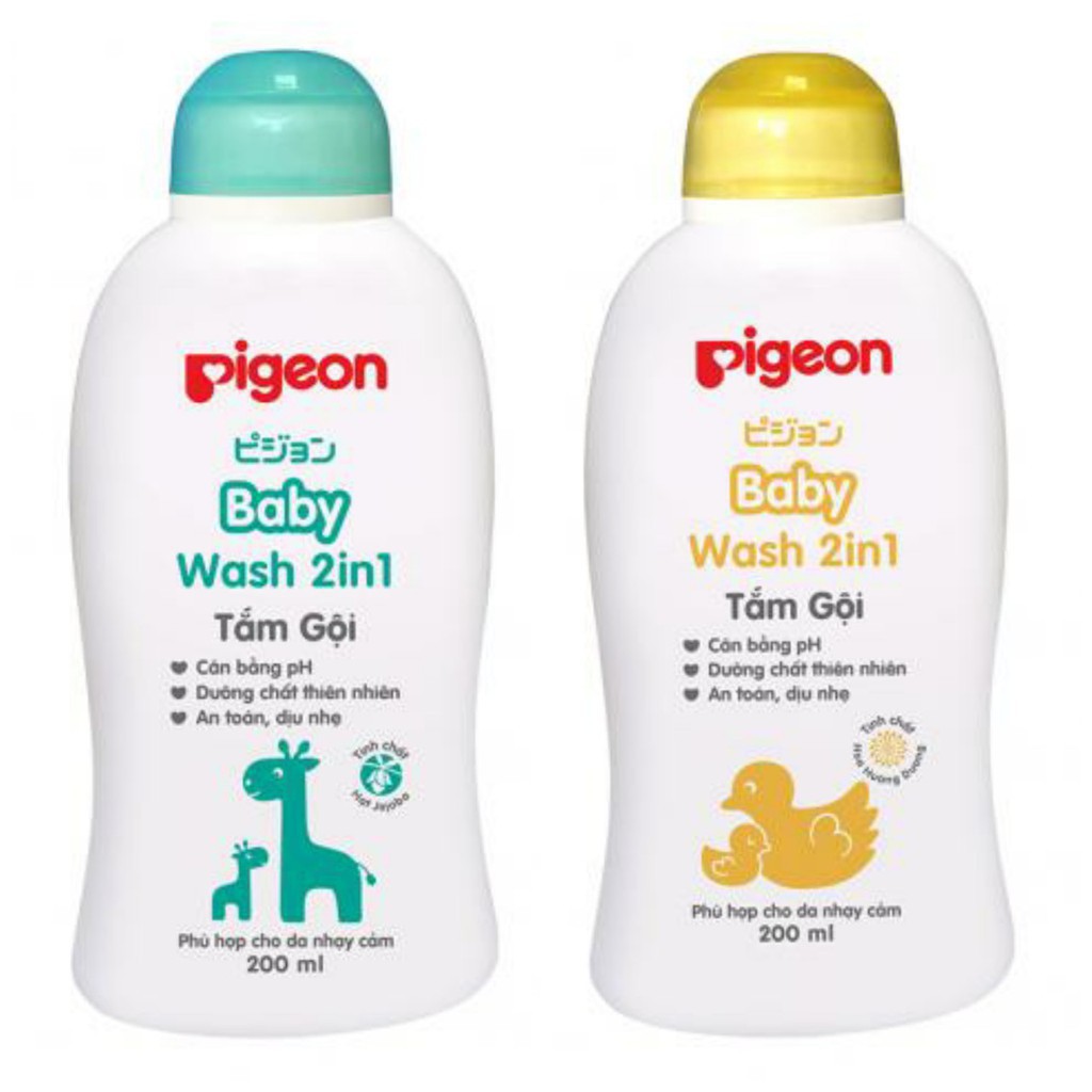 Sữa Tắm- Gội Dịu Nhẹ Pigeon 200ml dành cho da nhạy cảm chiết xuất Hoa Hướng Dương/ Jojoba (200ml)