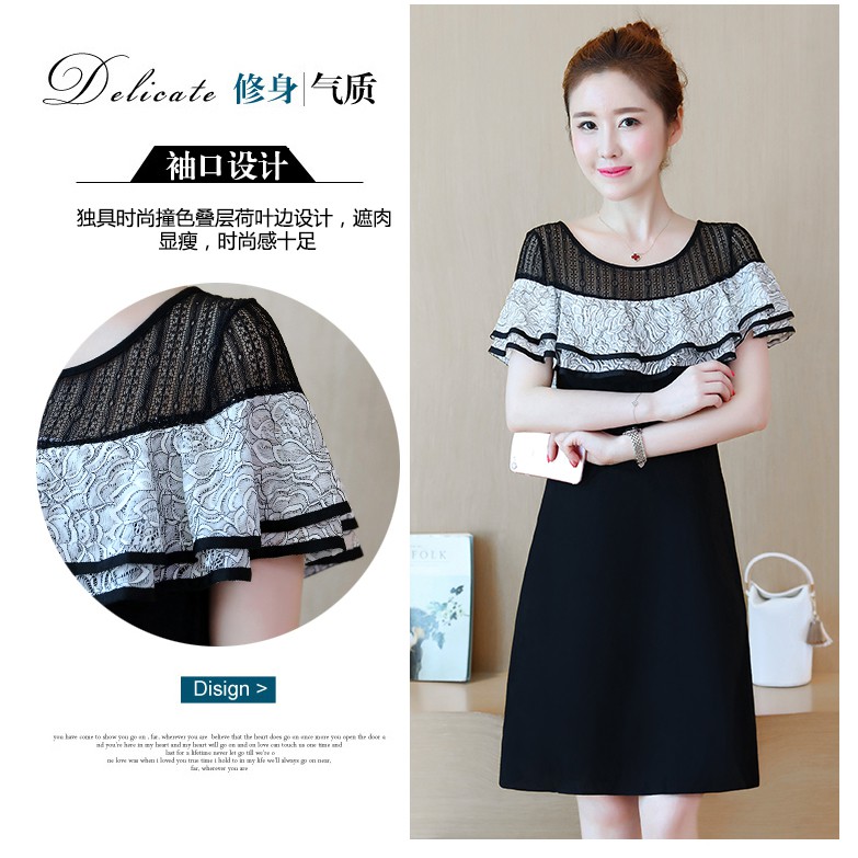 QC6803 Đầm xoè tay bèo cao cấp Quảng Châu big size