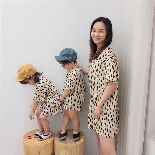 Set mẹ và bé họa tiết da báo siêu Hàn Quốc