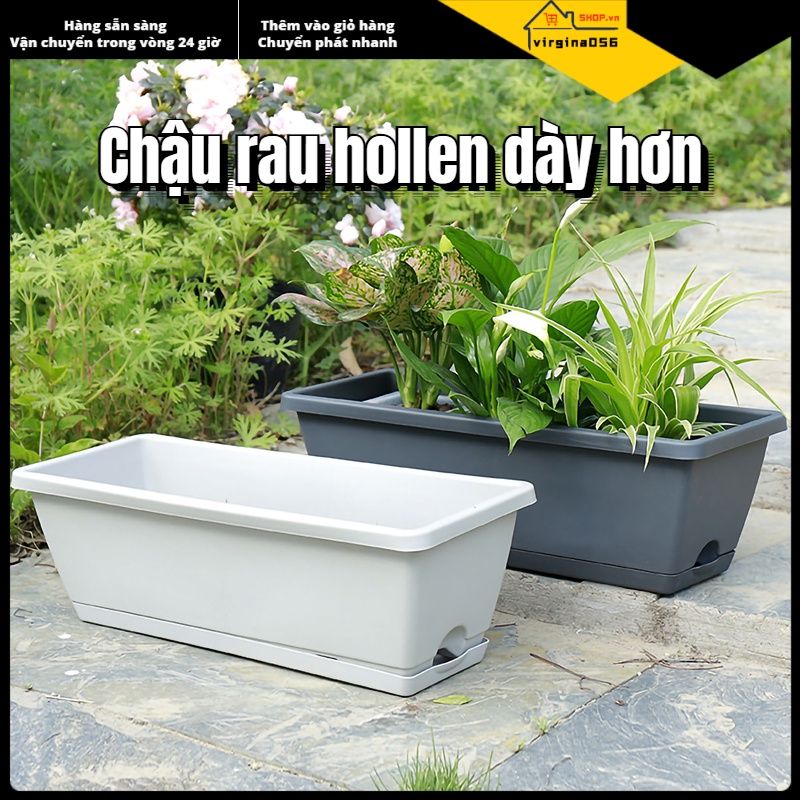 Có thể bán buôn Hộp trồng cây hình chữ nhật hoa và rau bằng nhựa Chậu đựng cho ban công Trang chủ Virgina056 Hàng giao ngay