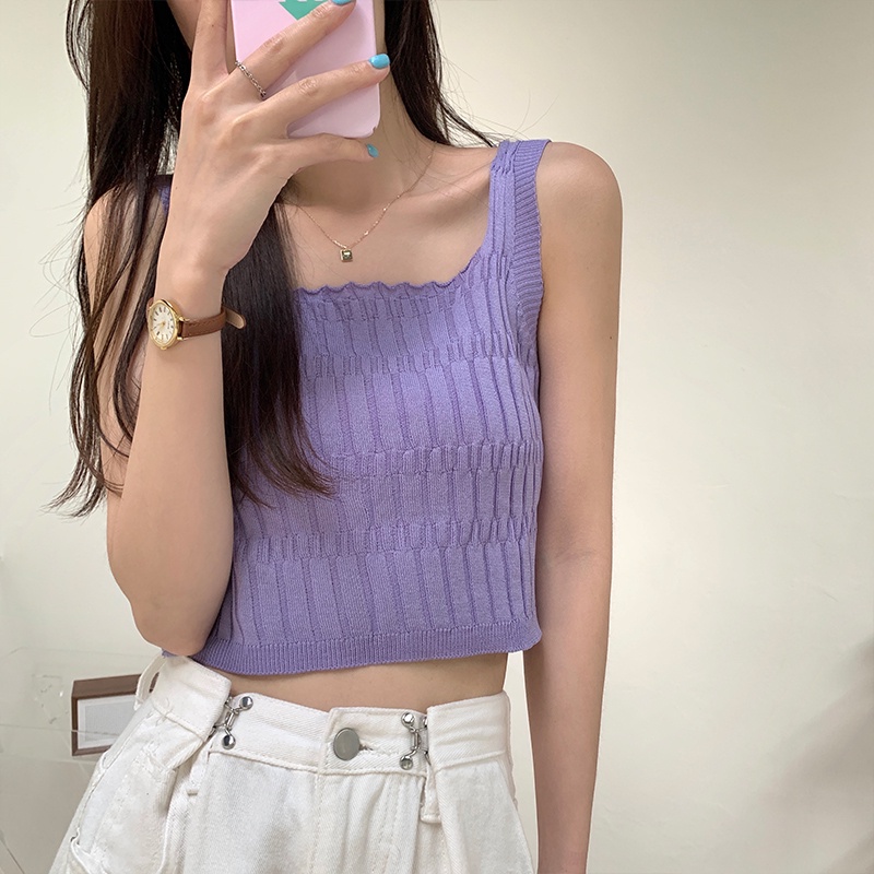 Áo Dệt Kim Không Tay Dáng Ôm Thời Trang Mùa Hè Dành Cho Nữ