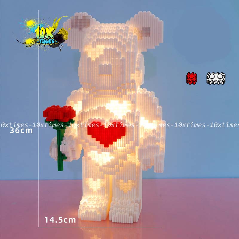 (26 mẫu) gấu Bearbrick mô hình lắp ráp có đèn 36cm tặng bạn trai bạn gái 10xtimes