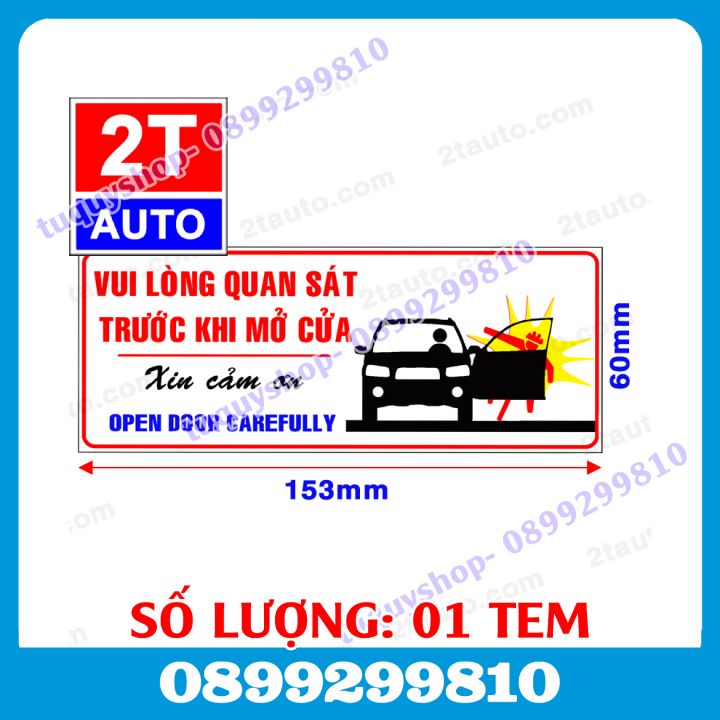 01 TEM DECAL DÁN CHÚ Ý QUAN SÁT TRƯỚC KHI MỞ CỬA Ô TÔ XE HƠI, STICKER DÁN XE CẢNH BÁO MỞ CỬA CẨN THẬN
