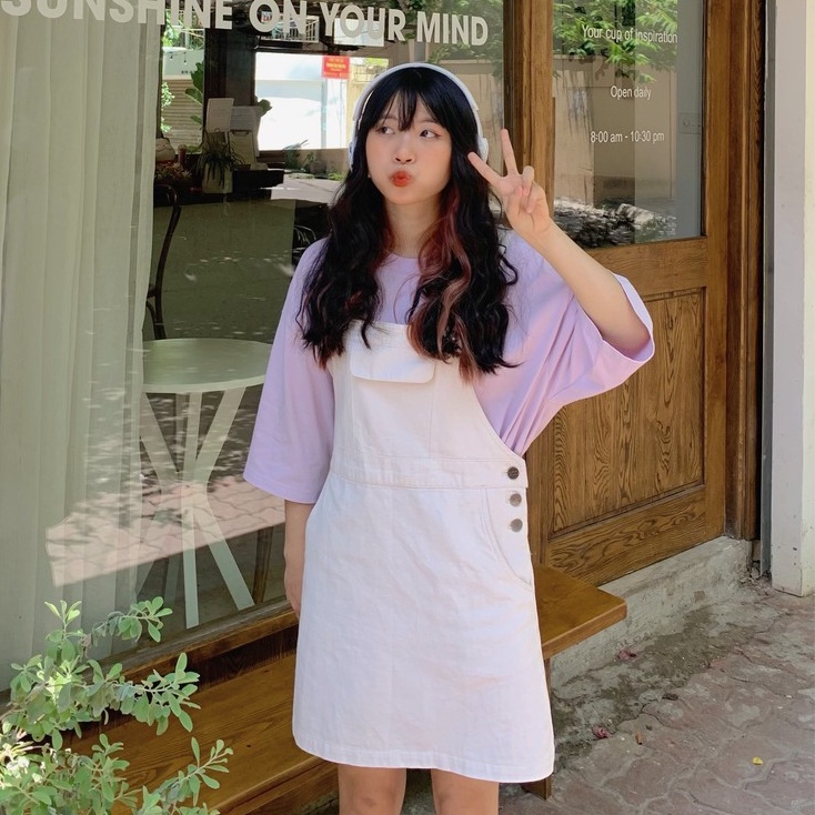 Váy BOO Yếm BOO Denim Nữ Dáng Chữ A Rộng Rãi Phối Túi Ngực Trẻ Trung Năng Động Nhiều Màu
