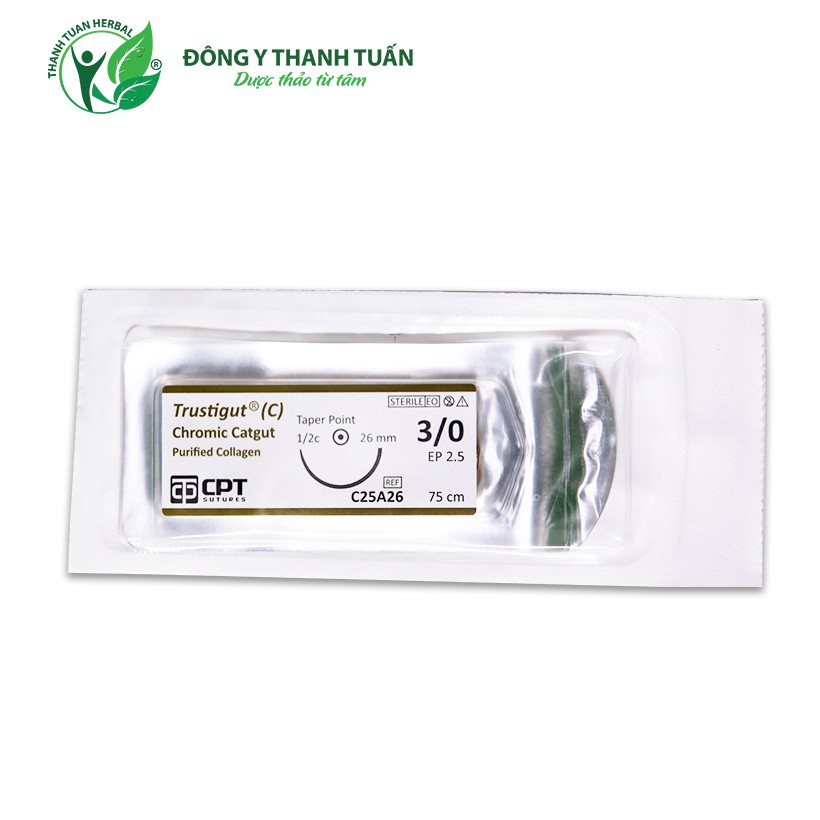 Chỉ Tự Tiêu CPT TRUSTIGUT (C)  3/0 4/0 CHROMIC CATGUT - Chỉ Phẫu Thuật Và Dùng Cho Cấy Chỉ Tự Tiêu Sau 2-3 Tuần