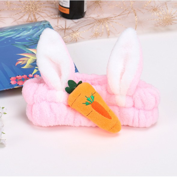 Băng Đô Cài Tóc Thỏ Carot 3D Hồng Thiết Kế Kiểu Dễ Thương Dành Cho Nữ