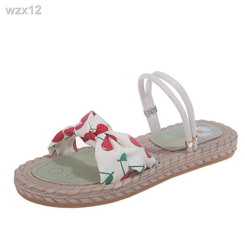 Sandals kiểu dáng cổ tích in triều siêu hot năm 2021 thời trang nữ mới Rome giày bệt tất cả phù hợp với sinh viên