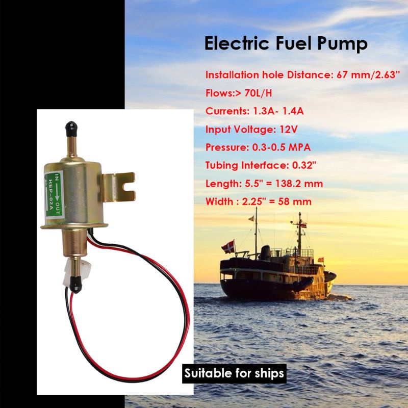 Bộ Chế Hòa Khí Bơm Nhiên Liệu Điện 12 24V HEP-02A Cho Xe Máy / Tàu Thuyền