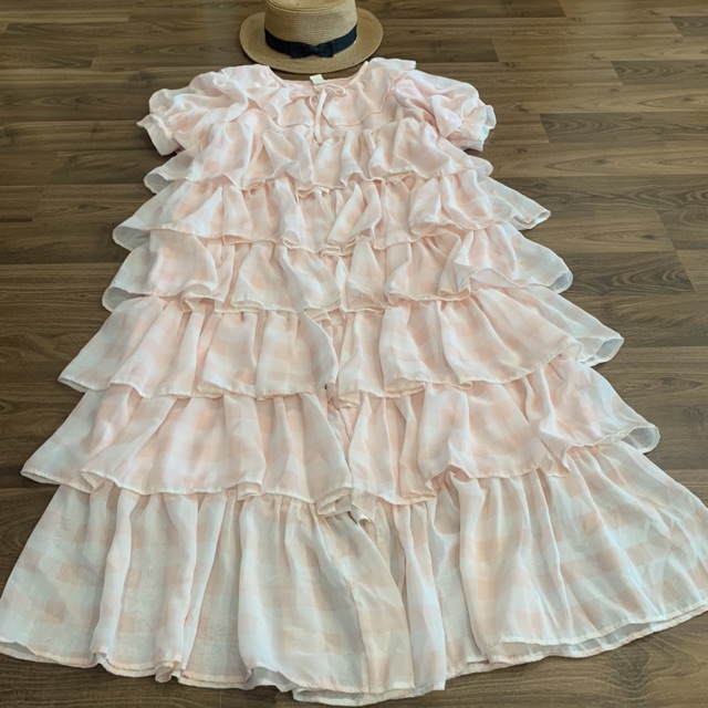 Jumsuit caro hồng baby