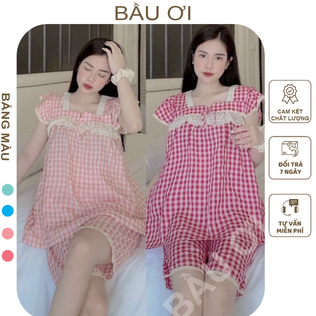 [BAUOI B06] BỘ LỬNG KẺ MÙA HÈ CHO MẸ BẦU VÀ SAU SINH, SÁT NÁCH MÁT MẺ CHO MẸ MÀU SẮC NHẸ NHÀNG, QUẦN ÁO BẦU ĐẸP