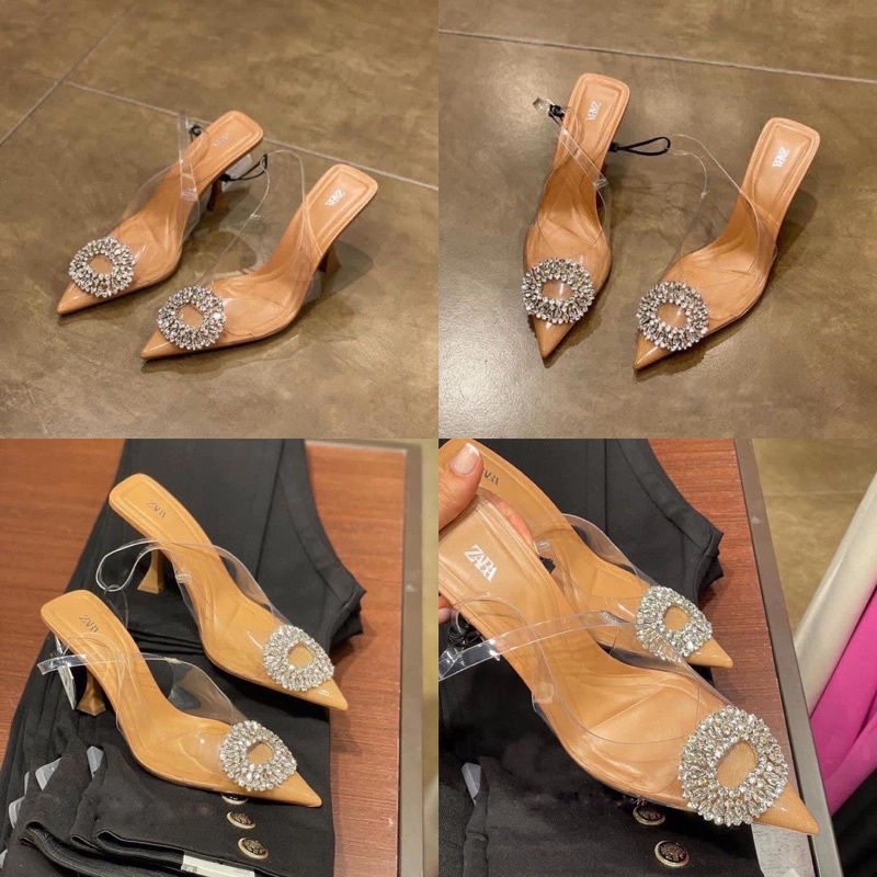 Giày cao gót mũi nhọn đính đá