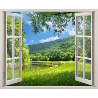 Tranh dán tường cửa sổ 3D cảnh đẹp thiên nhiên VTC VT0102 kim sa