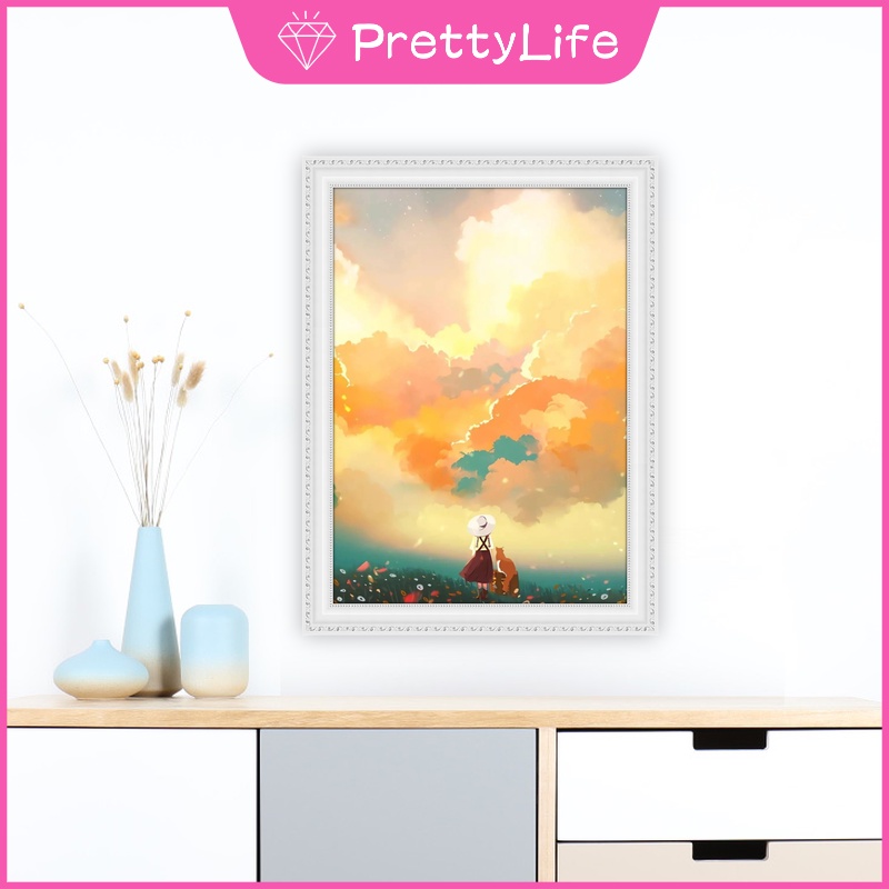 Bộ Tranh Đính Đá 5D Họa Tiết Bầu Trời Đầy Màu Sắc Độc Đáo Kích Thước 30x40cm/40x50cm DIY Dùng Trang Trí Nhà Cửa