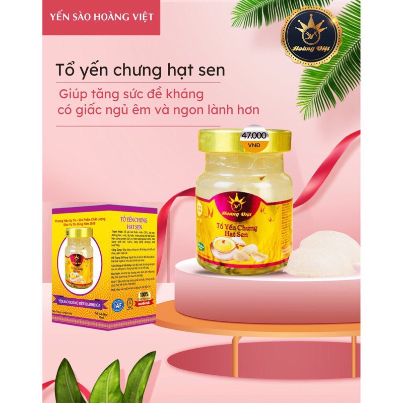 (MUA 10 TẶNG 1)TỔ YẾN CHƯNG HẠT SEN HOÀNG VIỆT NHA TRANG- KHÁNH HOÀ dung tích 70ml