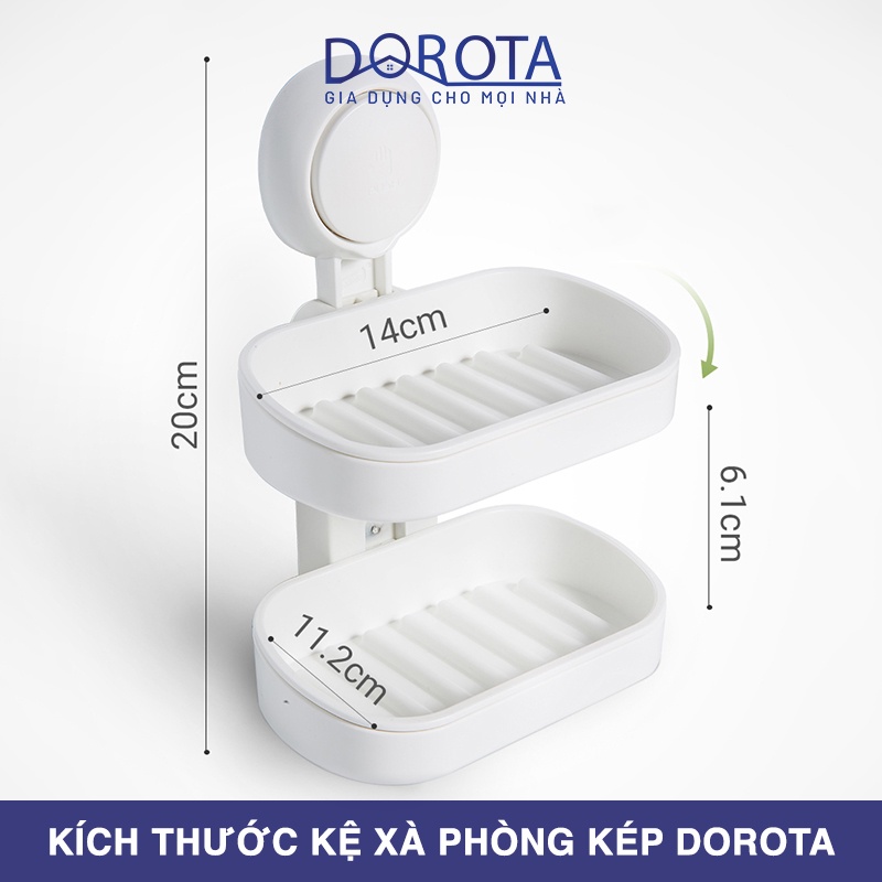 Kệ để xà phòng 2 tầng cao cấp DOROTA đa tính năng công nghệ hút chân không giá đỡ chống nước AW596