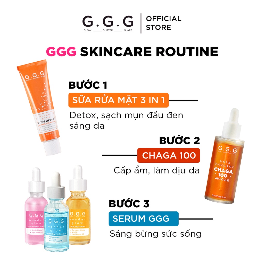 [Live] Serum Cấp Ẩm, Dưỡng Sáng, Căng Bóng Da, HA và Niacinamide GGG Wonder Glow Brightening Serum 10ml