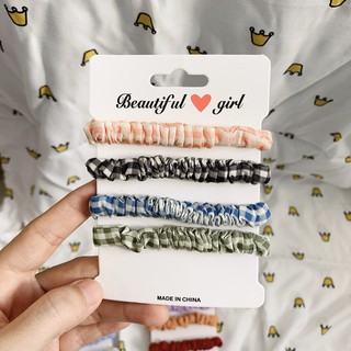 Set 4 Dây Cột Tóc Màu Sắc Ngọt Ngào Phong Cách Hàn Quốc Cho Nữ