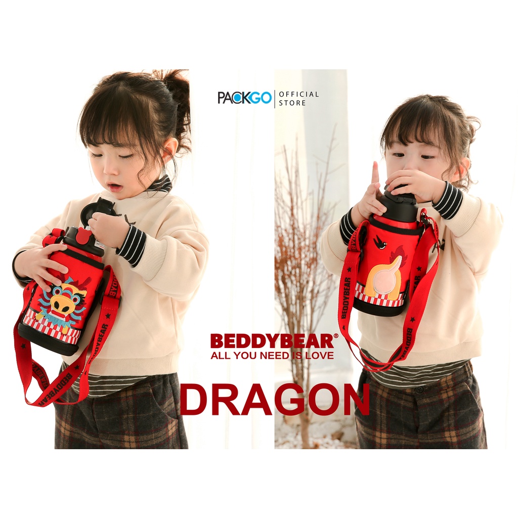 Bình giữ nhiệt cho Bé Trai hoặc Gái - Chính hãng 100% Beddy Bear - Dragon -Con Rồng - Dung tích 630 ml - 3 Nắp thay thế