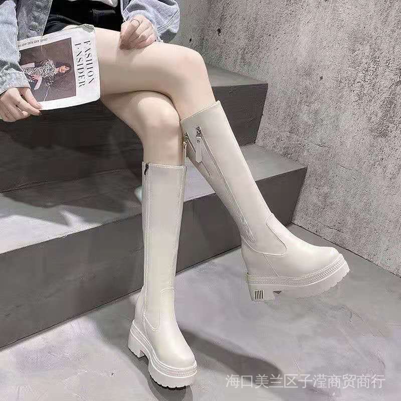 Limited time special sale with a heel height of less than 10 centimeters. Long boots that are less than knee height. Small Martin boots. New high heel long tube knight boots for autumn and winter 2023. Thick soled high top boots