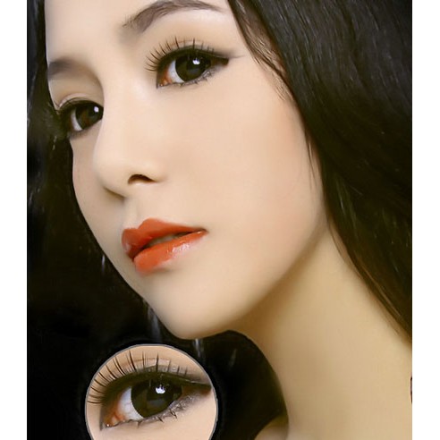 Lens-kính áp tròng Hàn Quốc chính hãng, Màu Đen, (1 cặp lens+khay gương)