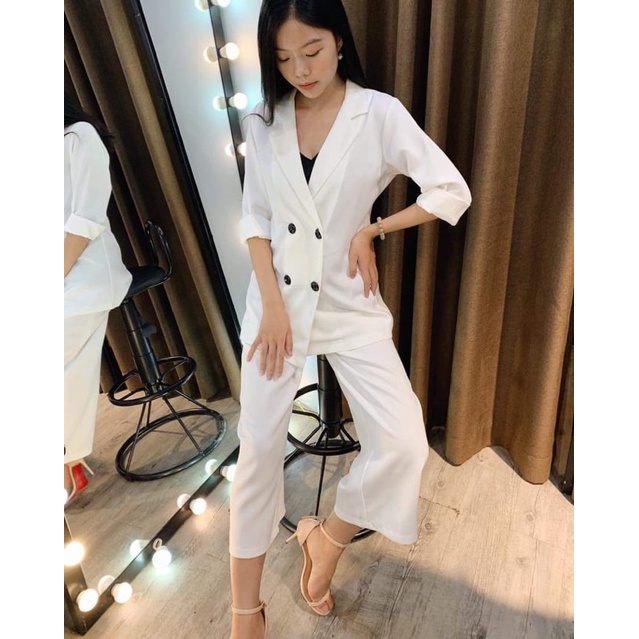 Sét bộ blazer vải mềm quần dáng suông A2780 Aholic