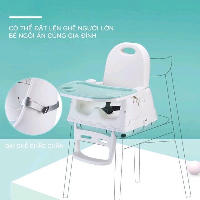GHẾ ĂN DẶM HANBEI CHO BÉ 3IN1 ĐẦY ĐỦ BÁNH XE VÀ ĐỆM