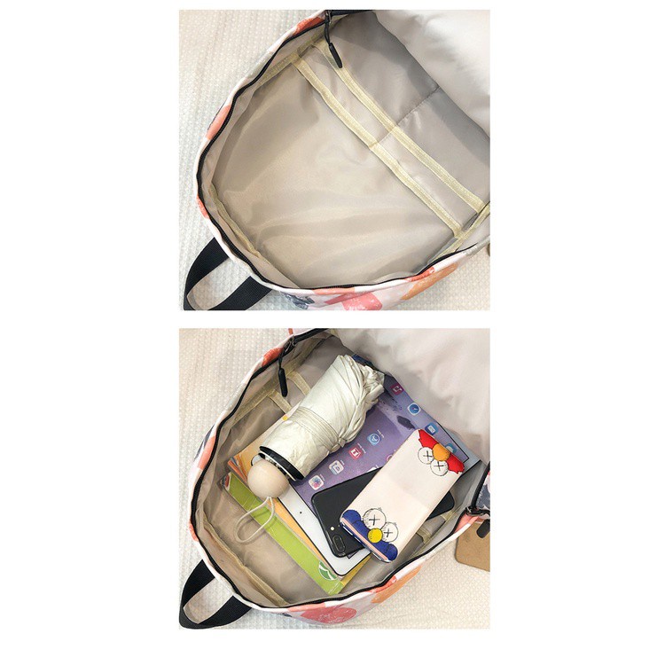 Ba Lô Học Sinh Siêu Nhẹ Phối Màu Sắc graffiti Phong Cách Hàn Quốc Dành Cho Nữ